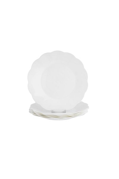 Dania Arcopal White Round Wavy Flat Dinner Plate Set 6 Pieces 25cm