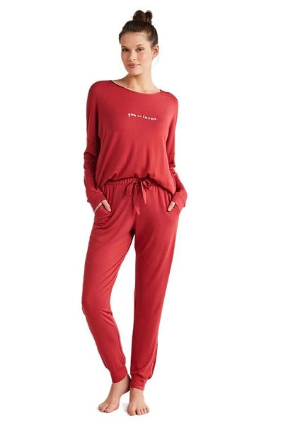 Catherine's Catherines Fabric Textured Cycling Collar Long Sleeve Women's Pjamas Suit