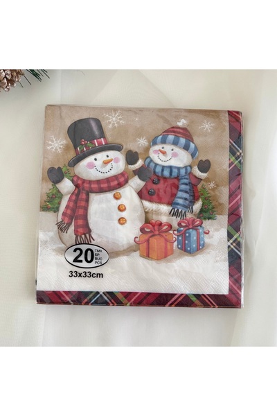 takı tutkum New Year's 2-Piece Snowman and Gift Pack 20 Patterned Napkins