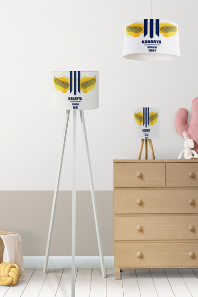 Talia Home Sarı Lacivert Kanarya Desenli Çocuk Odası Avize-Abajur-Lambader 3'...