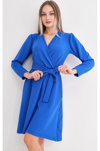 DEVRİMAY TEKSTİL Rochie de damă Saks cu curea completă din lycra, cu buzunare