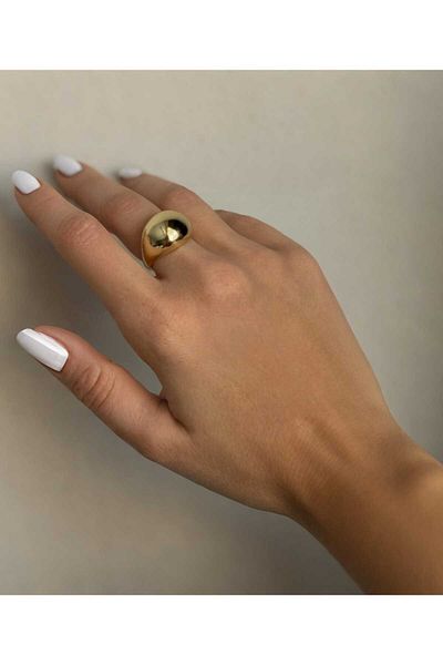 MR Stainless Steel Curved Adjustable Gold Ring
