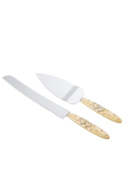 Dania طقم مجرفة وسكين من المعدن الفضي لتقديم الكيك