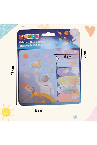 Globox Post-It (Adhesive Paper) Set for Kids Space Themed (20 Large, 20 X 6 Small)