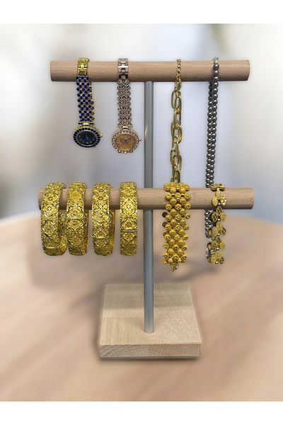 Zerlina Set of 2 Jewelry Organizer - Jewelry, Bracelet and Wooden Stand, Watch Accessory Organizer