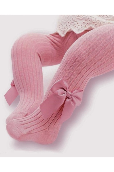 BEBEĞİME ÇORAP Bow Ribbed Pantyhose Baby Girl - Girl