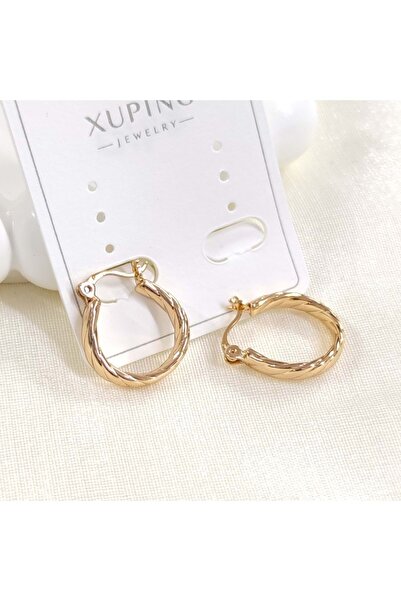 Güler Yüzlü Silver XUPING 14 ملم أقراط دائرية بنمط أوجيه - نحاس وردي