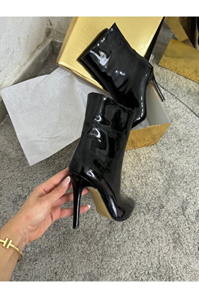 MYVOLANTE Siyah Rugan Kadın Topuklu Midi Bot