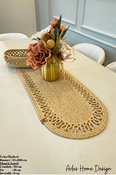 ADES HOME DESİGN Jüt, Sepetli Runner ,Amerikan Servisi ,Supla ,Masa Örtüsü,Sehpa Örtüsü, Trikotlu Ranır