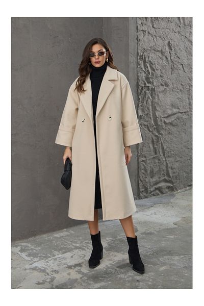 Elif Özbey Butik Stone Double Breasted Buttoned Stamp Coat
