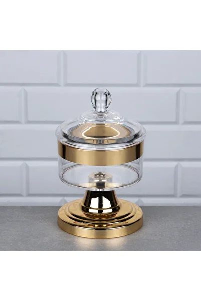 Hinora Gold Acrylic Small Size Dragee - Vacuum Lid and Foot, 22X13Cm Single