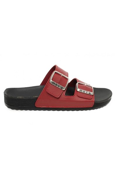 Muya A 9471040   New Season 2025 Women's Red Daily Leather Slippers