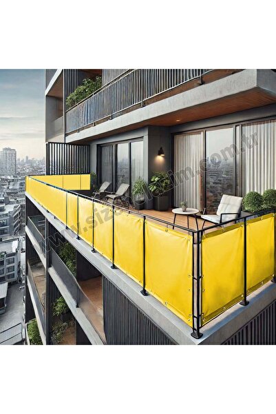 sizenelazım 70cm x 3.5m  Sarı PVC Su Geçirmez Balkon Demiri Korkuluk Çit Branda