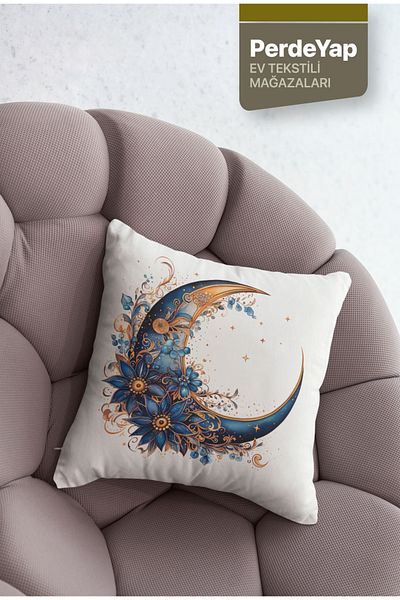 PerdeYap1980 Husa decorativa Kirlen cu model de flori albastre 4xl 43x43cm