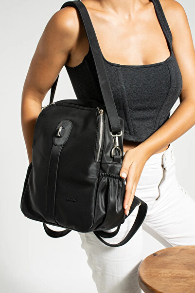Just Polo Original Women's Black Soft Leather Handbag and Backpack 232134Mh