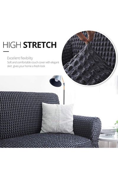 Evory Home Sofa Cover 4 Pieces Set of 7 Seater (3+2+1+1) Anti Wrinkle Slip Resistant Furniture Protector