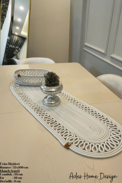 ADES HOME DESİGN Jüt, Sepetli Runner ,Amerikan Servisi ,Supla ,Masa Örtüsü,Se...