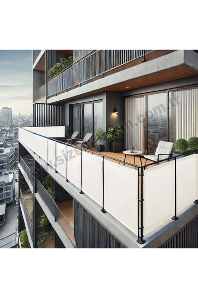 sizenelazım 60cm x 3m  Beyaz PVC Su Geçirmez Balkon Demiri Korkuluk Çit Branda