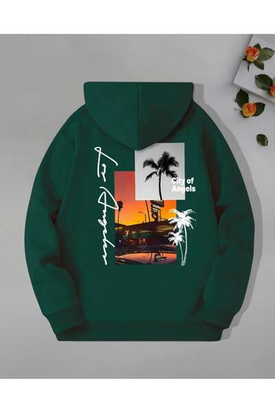 caddekombin Φούτερ με κουκούλα με στάμπα City Of Angeles με τσέπη