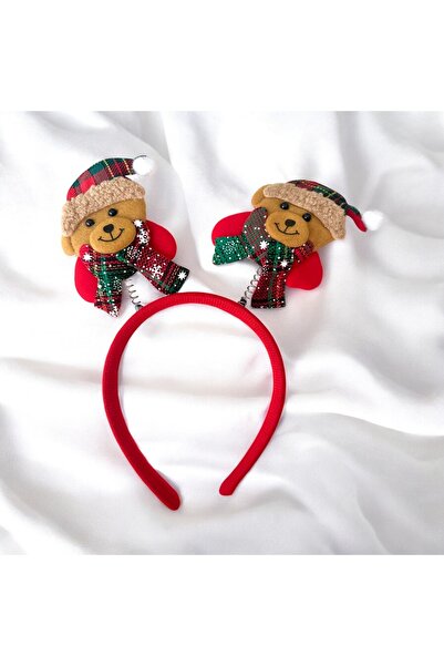 alsaccessories Christmas Ornament Red Color Crown Teddy Bear Figured Hair Crown 17X21 Cm.