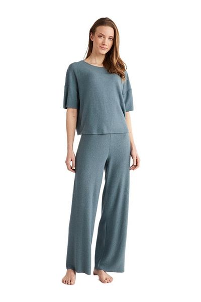 Penyemood Costum de pijama din bumbac cu textura moale pentru femei, cu halat