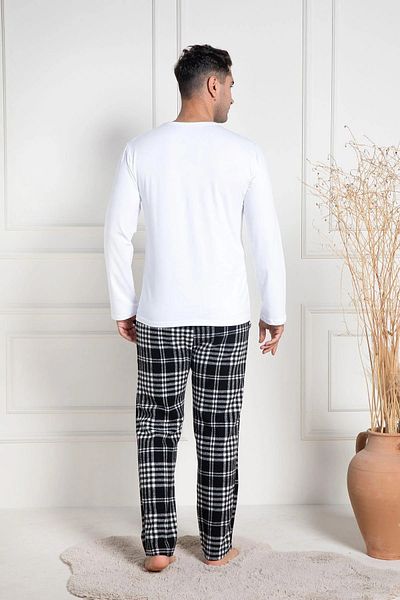 Mecit Pijama Βαμβακερό, Σετ ανδρικές πιτζάμες, λαιμόκοψη, μακρυμάνικο, καρό σχέδιο