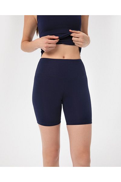 Ayma Active High Waist Organic Cotton Navy Blue Biker Tights Shorts