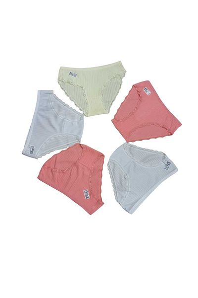 MODY 5Pcs 100% Cotton Breathable Fabric Bikini Cutout Chain Stitched Panties