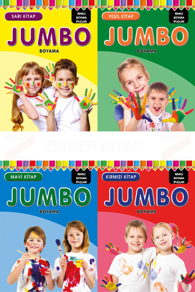 Parıltı Yayınları Jumbo Coloring Series 4 Book Set(Yellow/Green/Blue/Red)