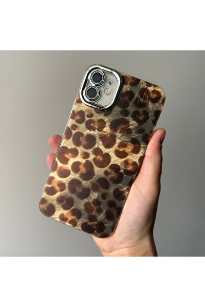 FİŞNEİLETİŞİM حافظة بنمط الفهد متوافقة مع هاتف آيفون 11 مع واقي عدسة فضي