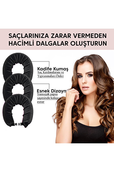 Deko Dekor Чорний оксамитовий фіксатор для волосся - без нагрівання бігуді та сосиски