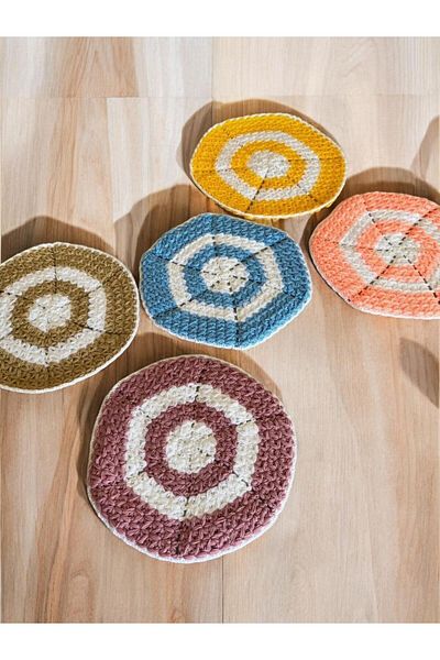 Dantelux Hand Knitted 5 Pieces Round Model Fiber Dowry Holder Daily Use