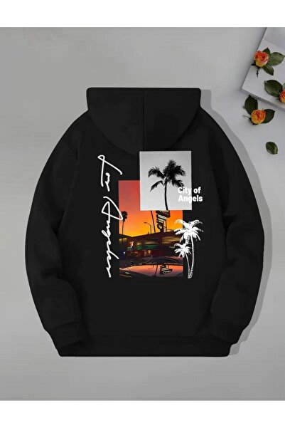 caddekombin Φούτερ με κουκούλα με στάμπα City Of Angeles με τσέπη