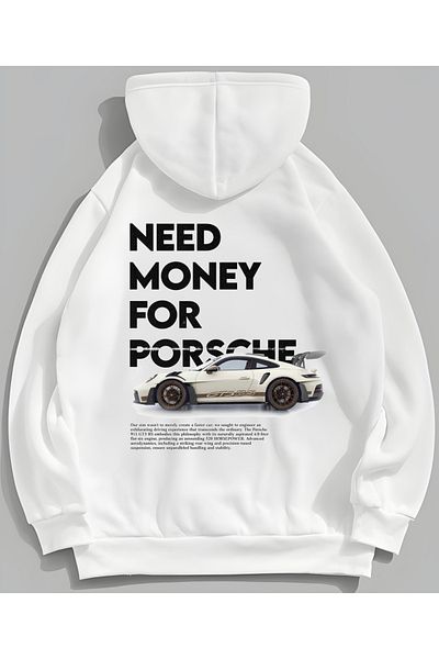 Edizen Porsche Premium Hooded Unisex Oversize Sweatshirt - 100% Cotton, Need Money for Porsche
