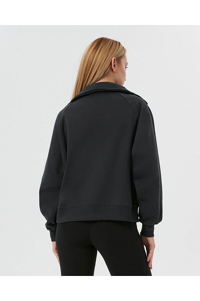 Ayma Active Anthracite Stand Collar Half Zipper Oversize Sweatshirt