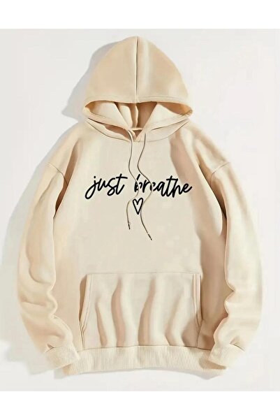 caddekombin Just Breathe Super Printed - Φούτερ με κουκούλα με 2 τσέπες με κλωστή