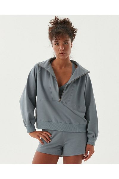 Ayma Active Hanorac oversize cu jumătate de fermoar cu guler albastru