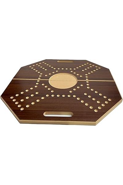 ALBADER , Foldable Jackaroo Wooden Board Game For 4 Players, Big-Size With Cards & 16 Marbles Fun