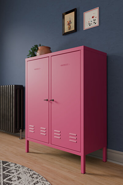 Machin-x Kilitli Kapaklı Modern Tasarım Dolap -  Pastel Renkli Metal Dolap (8...