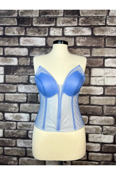 Metay Design Indigo Blue Upright Ear See-Through Tulle Corset Bustier