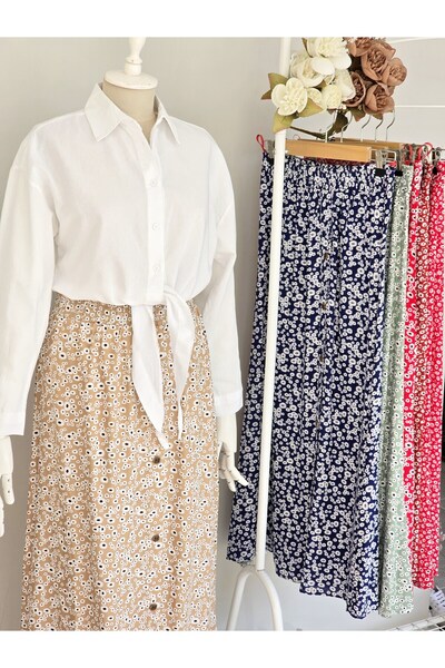 ENDAMIM Button Detailed Viscose Skirt