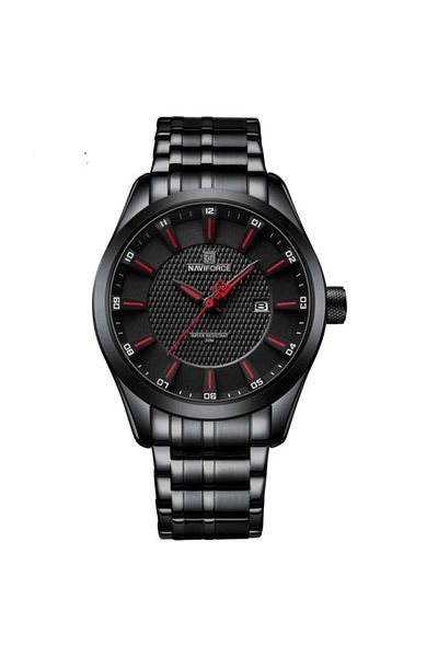 Naviforce Men's Analog Wrist Watch - Steel Case & Cord 2136