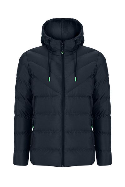 SİVAİST Sivaist New Season Men's Navy Blue Waterproof and Windproof Hooded Thick Fur Lined down Coat & Coat