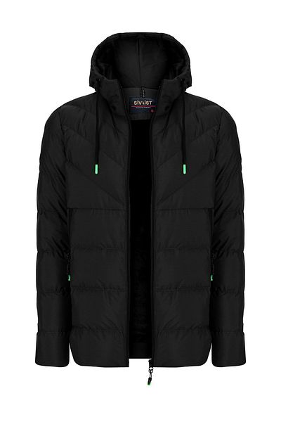 SİVAİST Sivaist New Season Men's Black Waterproof and Windproof Hooded Thick Inflatable Migragel Coat & Coats