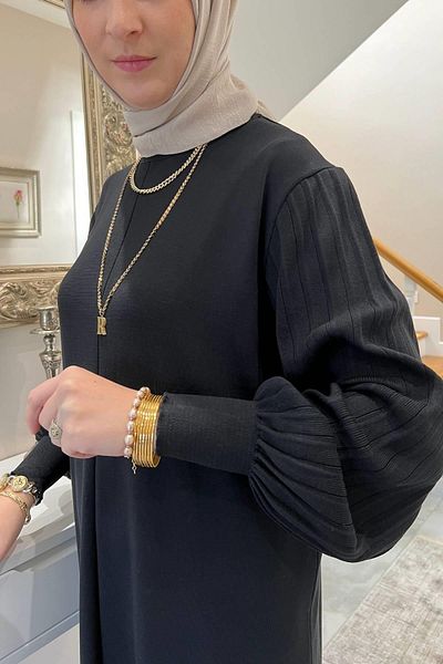 Rabia Şamlı Ecem Μαύρο Πλεκτό Φόρεμα