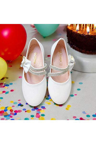 PATİK BEBE FETE CULOARE ALBĂ FUNDĂ ȘI PIATRĂ BALET ELEGANT