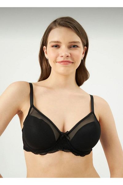 Eros Venus Gathering Underwire Χωρίς επένδυση Lace Up Μαύρο σουτιέν