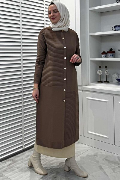 Rabia Şamlı Magnolia Milk Coffee Sweater Cardigan