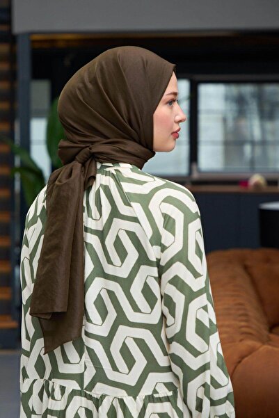 İpekhan Plain Pattern Voile Scarf Dark Brown Voile Silk Scarf - 9800-06