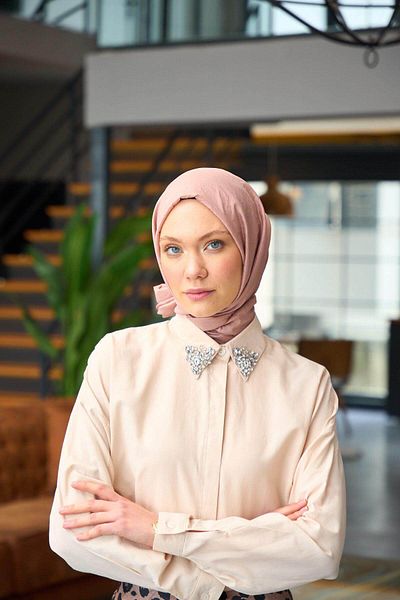 İpekhan Απλό μοτίβο Voile Shawl Rose Pink Voile Silk Shawl - 9800-28